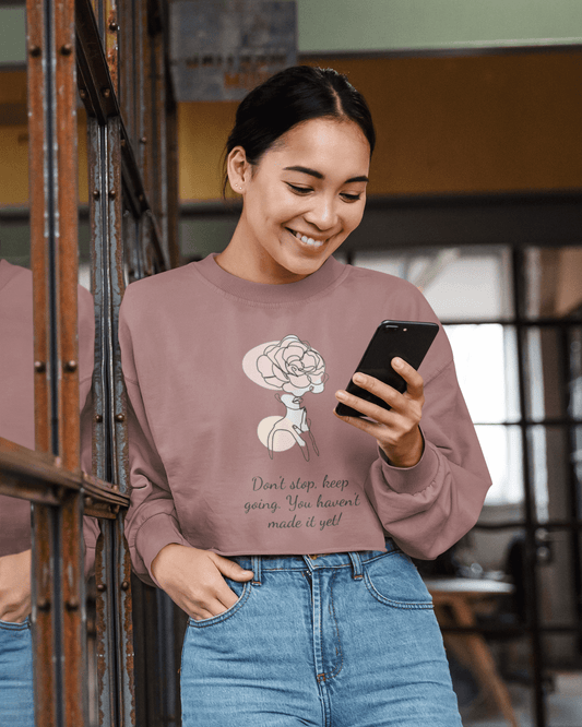 Don’t Stop Crop Graphic Hoodie