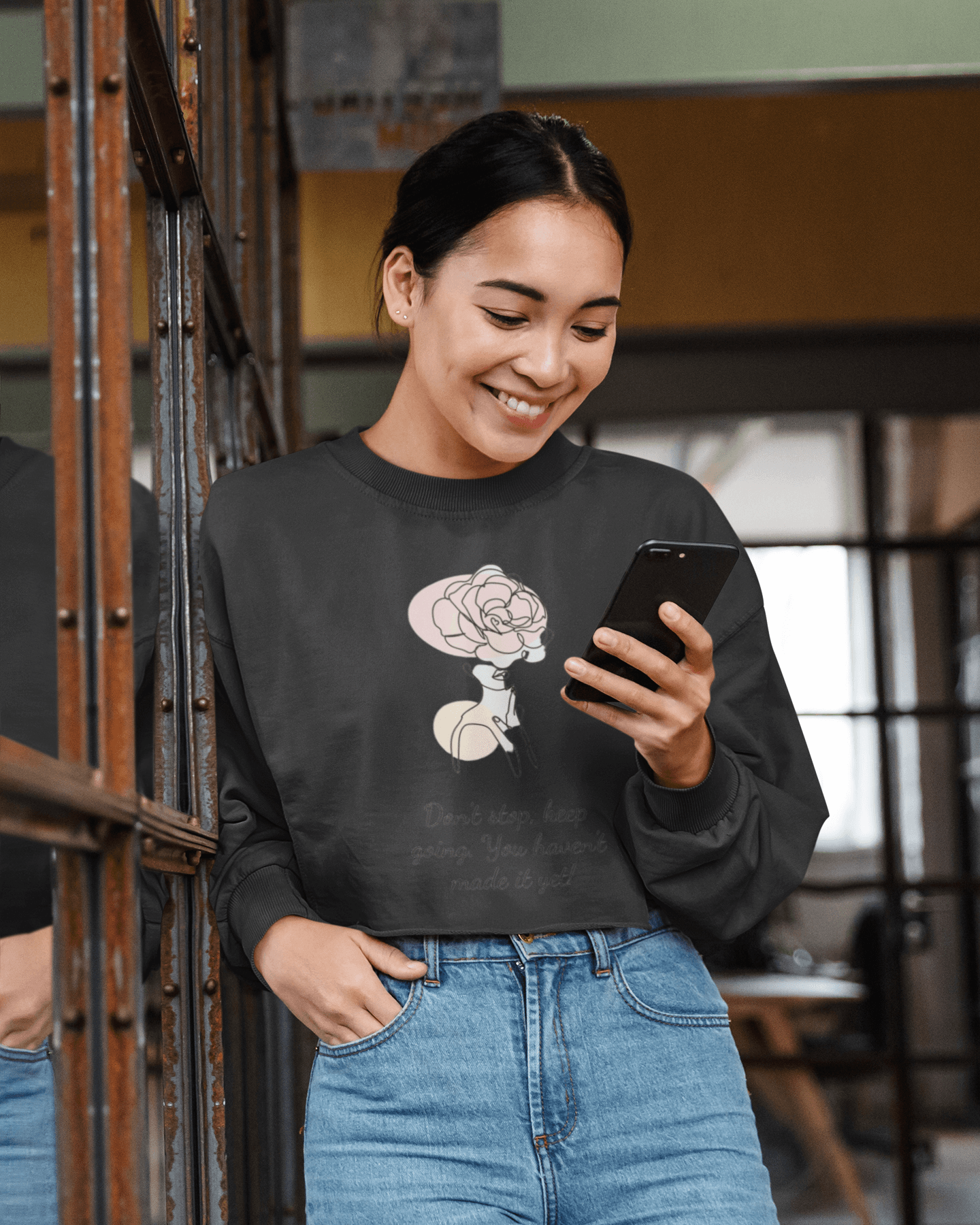 Don’t Stop Crop Graphic Hoodie